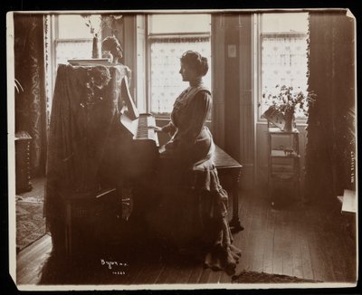 Retrato de la Sra. Elliott o su pariente femenina tocando el piano, 1902 de Byron Company